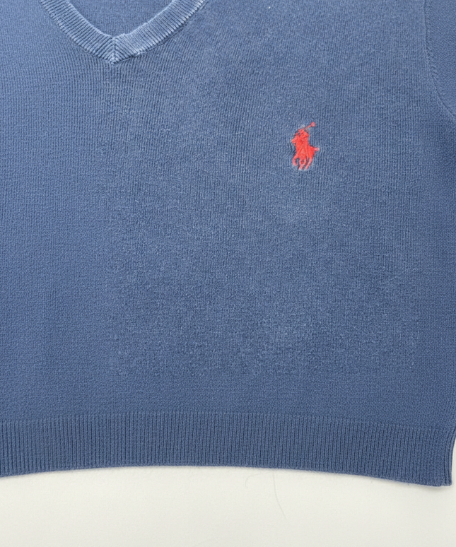 Polo Ralph Lauren Navy Blue V-Neck Pima Cotton Sweater