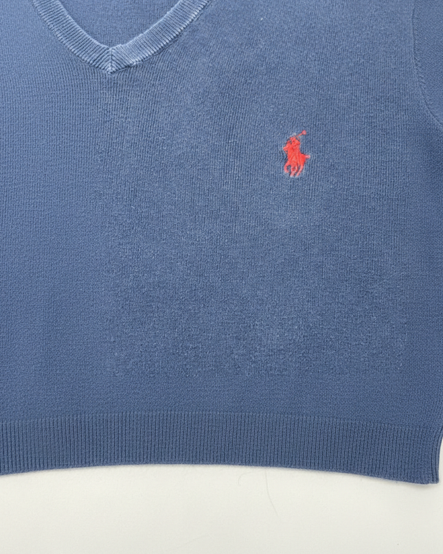 Polo Ralph Lauren Navy Blue V-Neck Pima Cotton Sweater