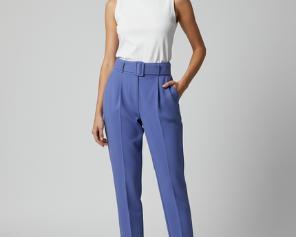 Trendyol Purple High-Waisted Belted Tapered Pants