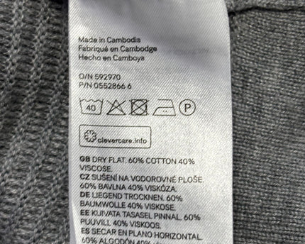 H&M Grey Ribbed Open-Front Longline Cardigan