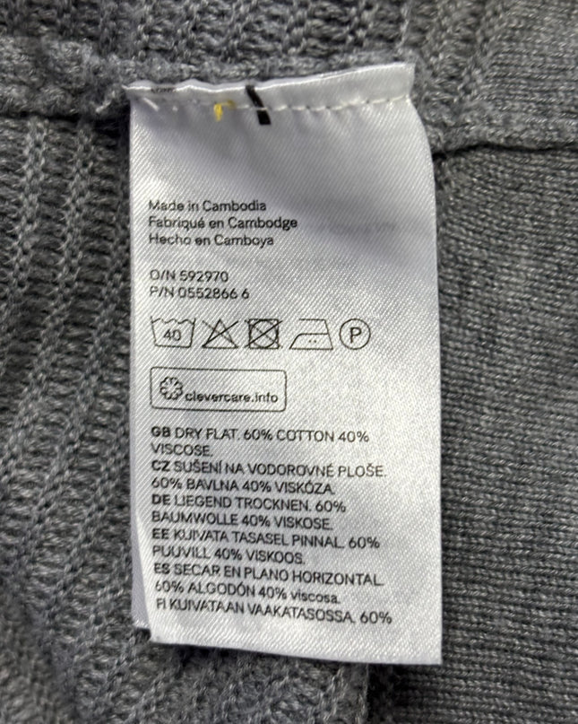 H&M Grey Ribbed Open-Front Longline Cardigan