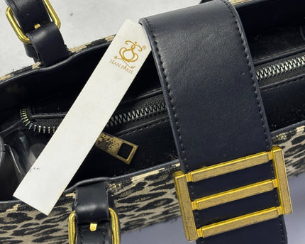 Jean Paris Leopard Print Rectangular Satchel Bag