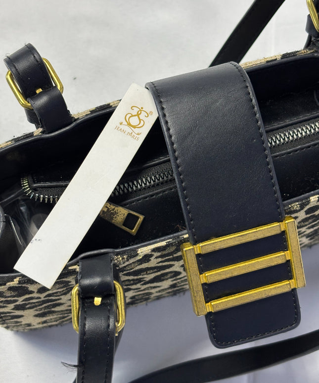 Jean Paris Leopard Print Rectangular Satchel Bag