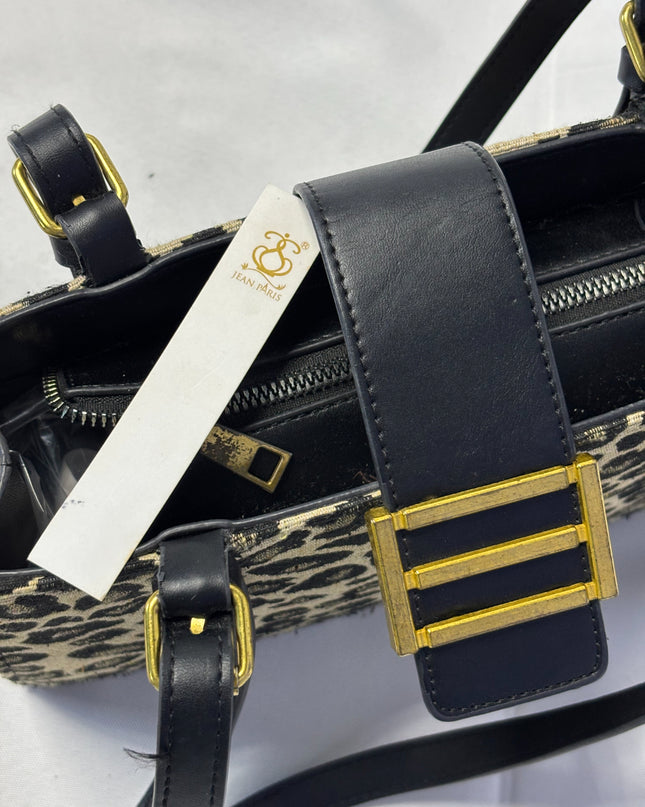 Jean Paris Leopard Print Rectangular Satchel Bag