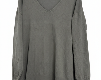 AMISU Olive V-Neck Lightweight Knit Sweater