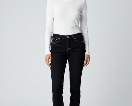 True Religion Black Slim Fit Contrast Stitch Jeans