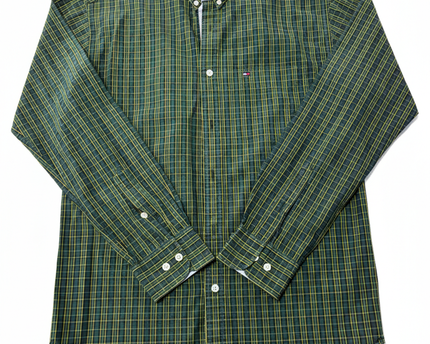 Tommy Hilfiger Green Plaid Long-Sleeve Button-Down Shirt