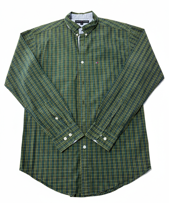 Tommy Hilfiger Green Plaid Long-Sleeve Button-Down Shirt