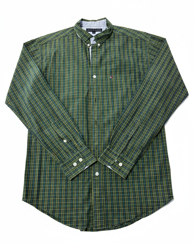 Tommy Hilfiger Green Plaid Long-Sleeve Button-Down Shirt
