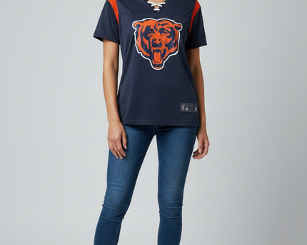 NFL Team Apparel Navy Blue Chicago Bears Women's Lace-Up Jersey