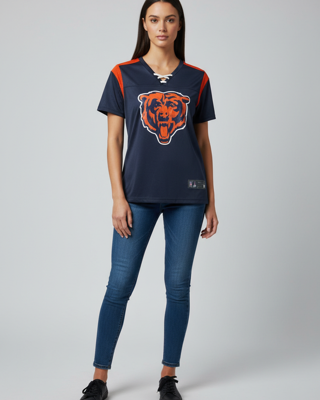 NFL Team Apparel Navy Blue Chicago Bears Women's Lace-Up Jersey