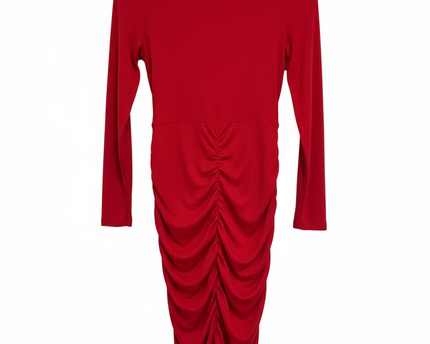 AMISU V-Neck Ruched Long Sleeve Bodycon Dress