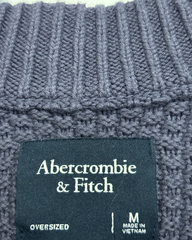 Abercrombie & Fitch Grey Oversized V-Neck Waffle Knit Sweater