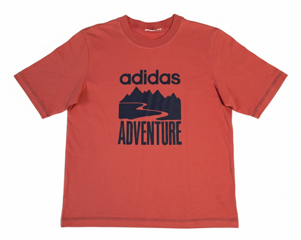 Adidas Red Adventure Mountain Graphic Tee