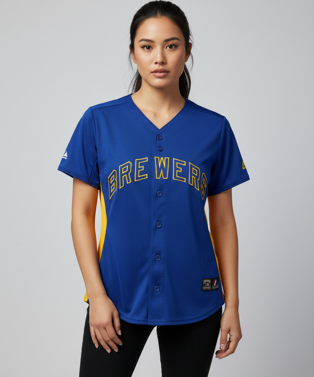 Majestic Blue Milwaukee Brewers Cooperstown Collection Baseball Jersey
