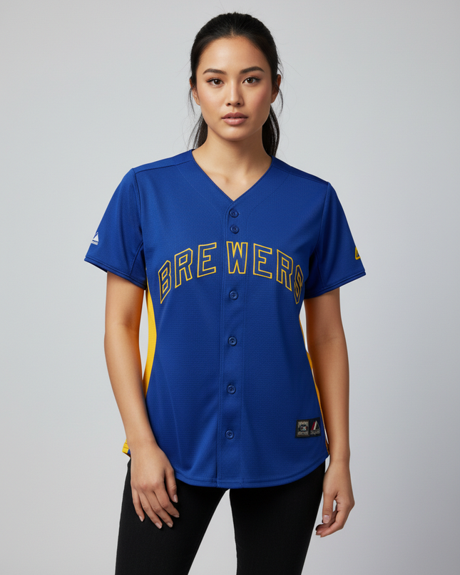 Majestic Blue Milwaukee Brewers Cooperstown Collection Baseball Jersey
