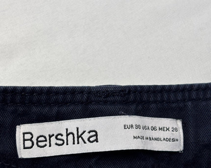 Bershka Navy Blue Multi-Pocket Cargo Pants