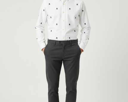 Ralph Lauren White Skull & Crossbones Classic Fit Shirt
