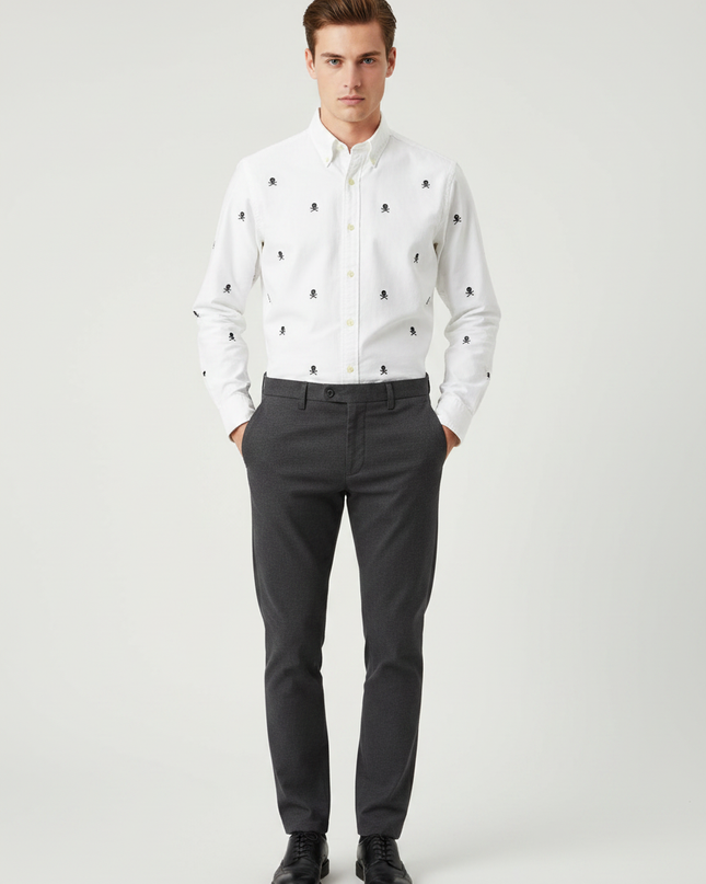 Ralph Lauren White Skull & Crossbones Classic Fit Shirt