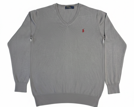 Polo Ralph Lauren Grey V-Neck Knit Sweater