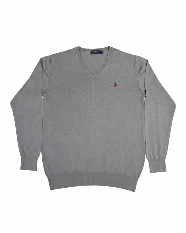 Polo Ralph Lauren Grey V-Neck Knit Sweater