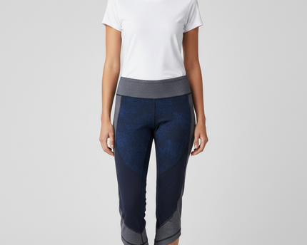 Lululemon Navy Blue/Grey Paneled Performance Cropped Leggings
