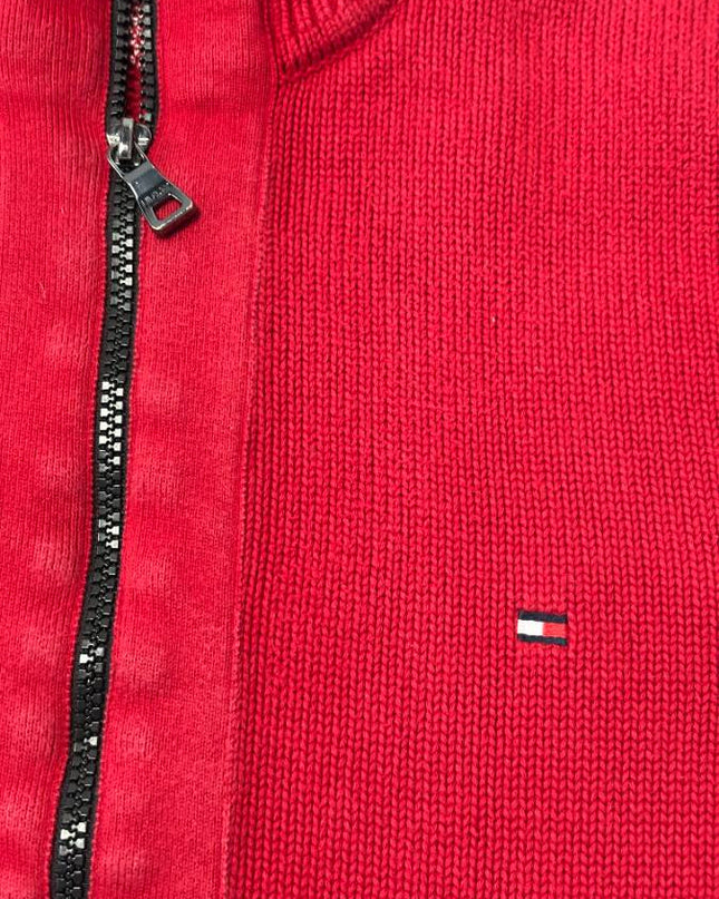 Tommy Hilfiger Red Full Zip Premium Cotton Sweater
