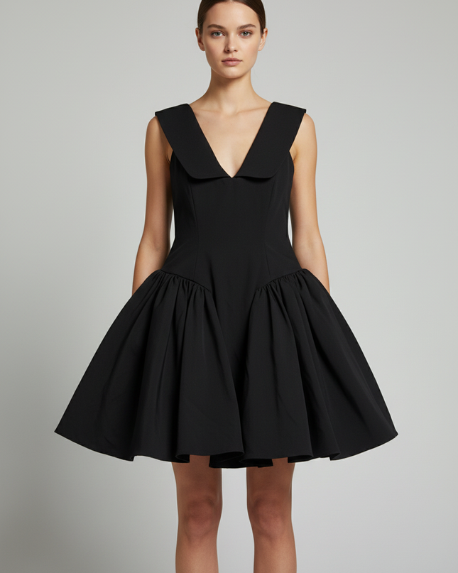 House of CB Black Off-Shoulder Voluminous Mini Dress