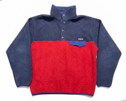 Patagonia Navy/Red Synchilla Snap-T Fleece Pullover Sweatshirt