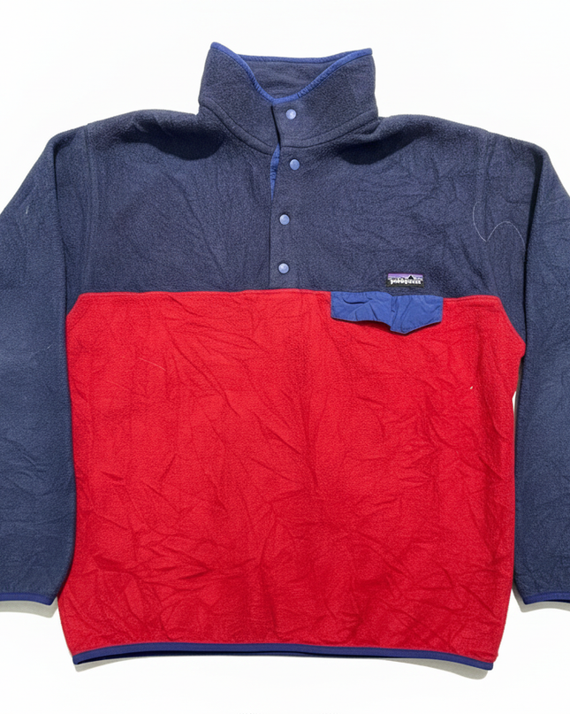 Patagonia Navy/Red Synchilla Snap-T Fleece Pullover Sweatshirt