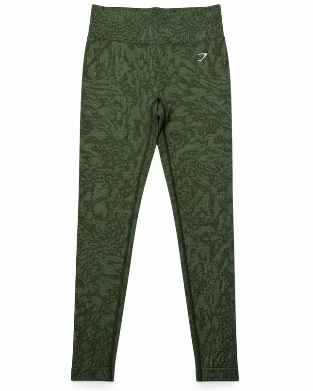Gymshark Seamless High-Waisted Animal Jacquard Olive Green Leggings