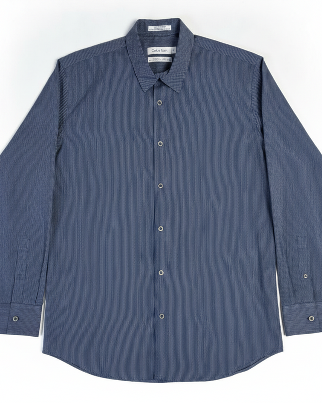 Calvin Klein Blue Pinstripe Slim Fit Dress Shirt
