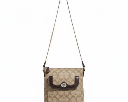Coach Khaki/Brown Signature Canvas Crossbody Bag