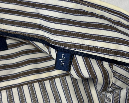 Massimo Dutti Brown & White Striped Long-Sleeve Button-Down Shirt