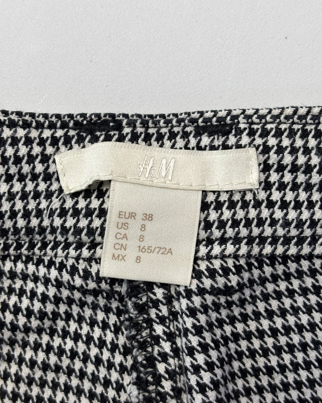 H&M Black/White Houndstooth Tailored Slim-Fit Pants