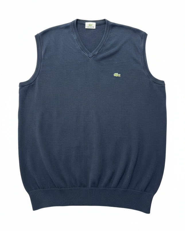 Lacoste Navy Blue V-Neck Cotton Sweater Vest