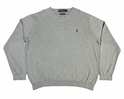 Polo Ralph Lauren Grey V-Neck Pima Cotton Sweater