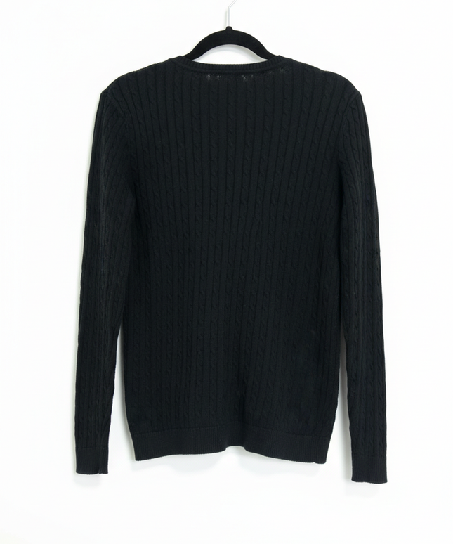 U.S. Polo Assn. Black V-Neck Cable Knit Sweater