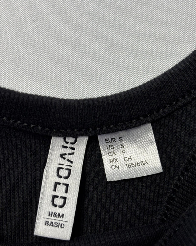 H&M Black Ribbed Racerback Crop Top