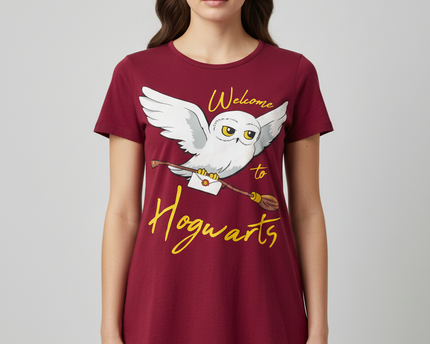 Harry Potter Maroon Hedwig Graphic Tee