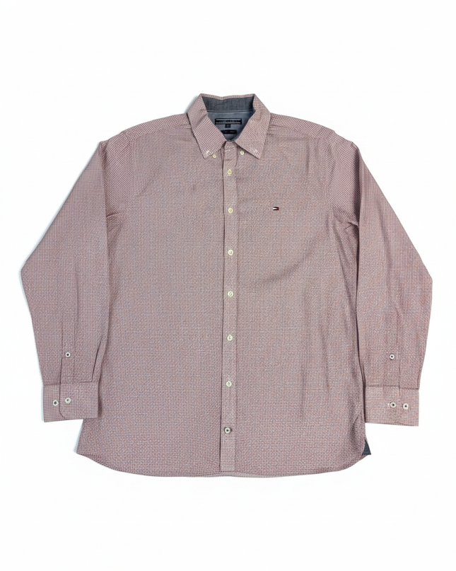 Tommy Hilfiger Maroon Patterned New York Fit Button-Down Shirt