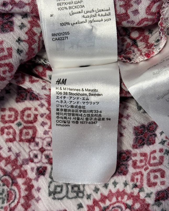 H&M Red/White/Black Patterned Boho Mini Dress