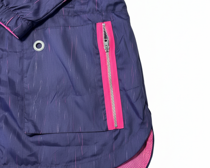 Reebok Purple Hooded with Neon Pink Accents Windbreaker Jacket