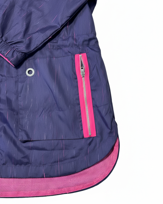 Reebok Purple Hooded with Neon Pink Accents Windbreaker Jacket