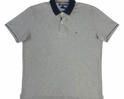 Tommy Hilfiger Grey Regular Fit Polo Shirt with Contrast Collar