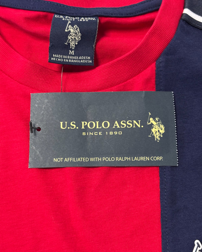 U.S. Polo Assn. Red Striped Sporty Cotton T-Shirt | With Tag