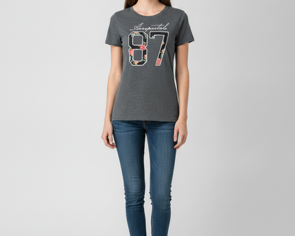 Aeropostale Grey Floral 87 Graphic Tee
