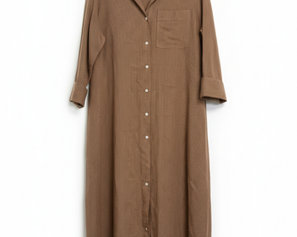 M&S Collection Brown Striped Linen Blend Shirt Dress