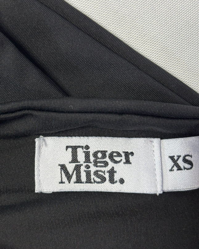 Tiger Mist Black Buckle Strap Grommet Crop Top