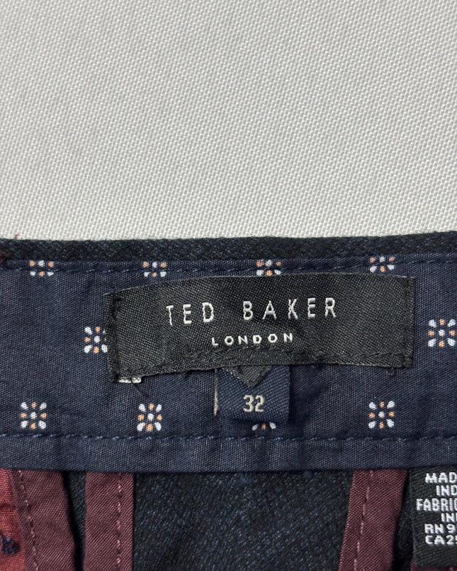 Ted Baker Navy Blue Textured Chino Pants